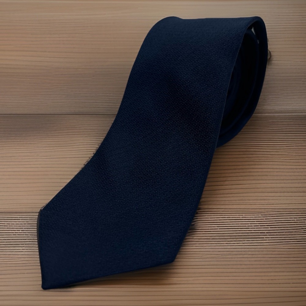 Calvin Klein Mens Navy Blue 100% Silk Micro Textured Solid Necktie